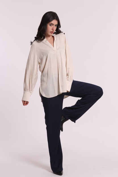 PANTALONE PALAZZO CON ELASTICO DIETRO TESSUTO VANZ