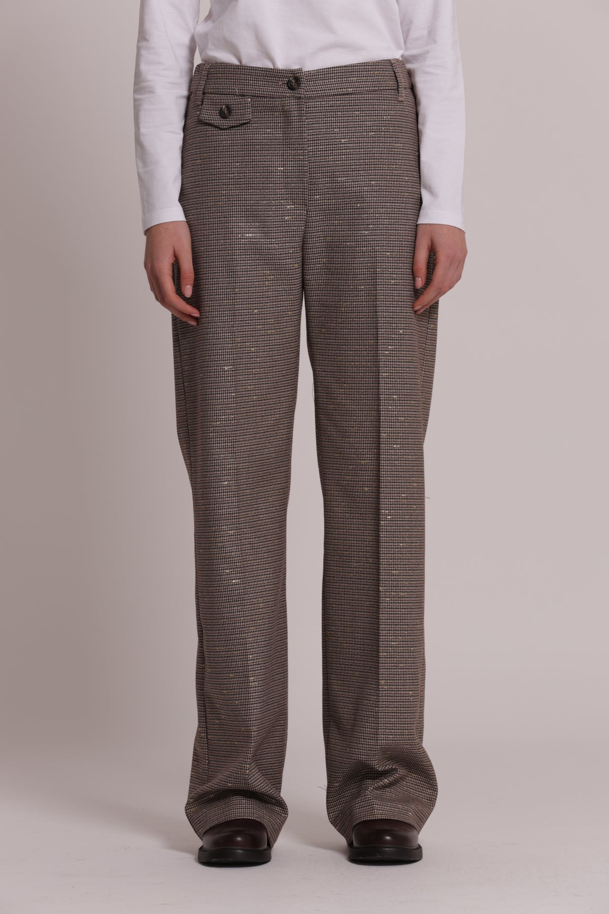 PANTALONE PALAZZO IN PIED DE POULE LUREX