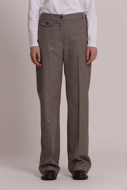 PANTALONE PALAZZO IN PIED DE POULE LUREX