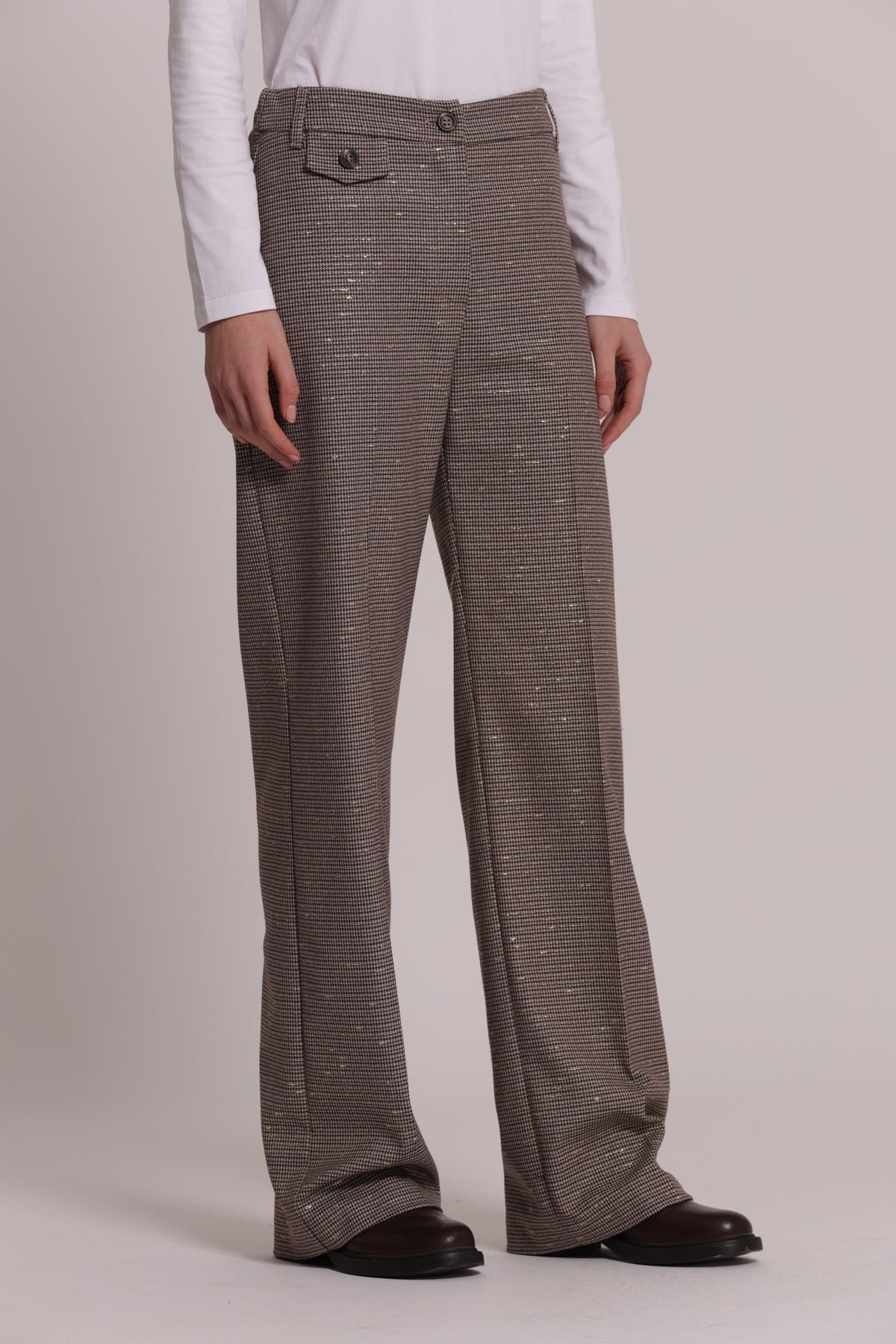 PANTALONE PALAZZO IN PIED DE POULE LUREX