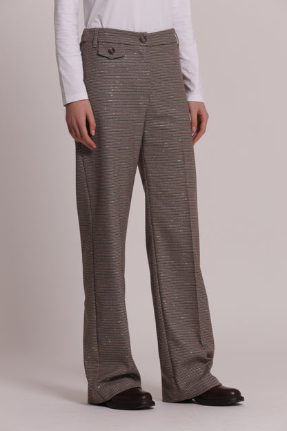 PANTALONE PALAZZO IN PIED DE POULE LUREX