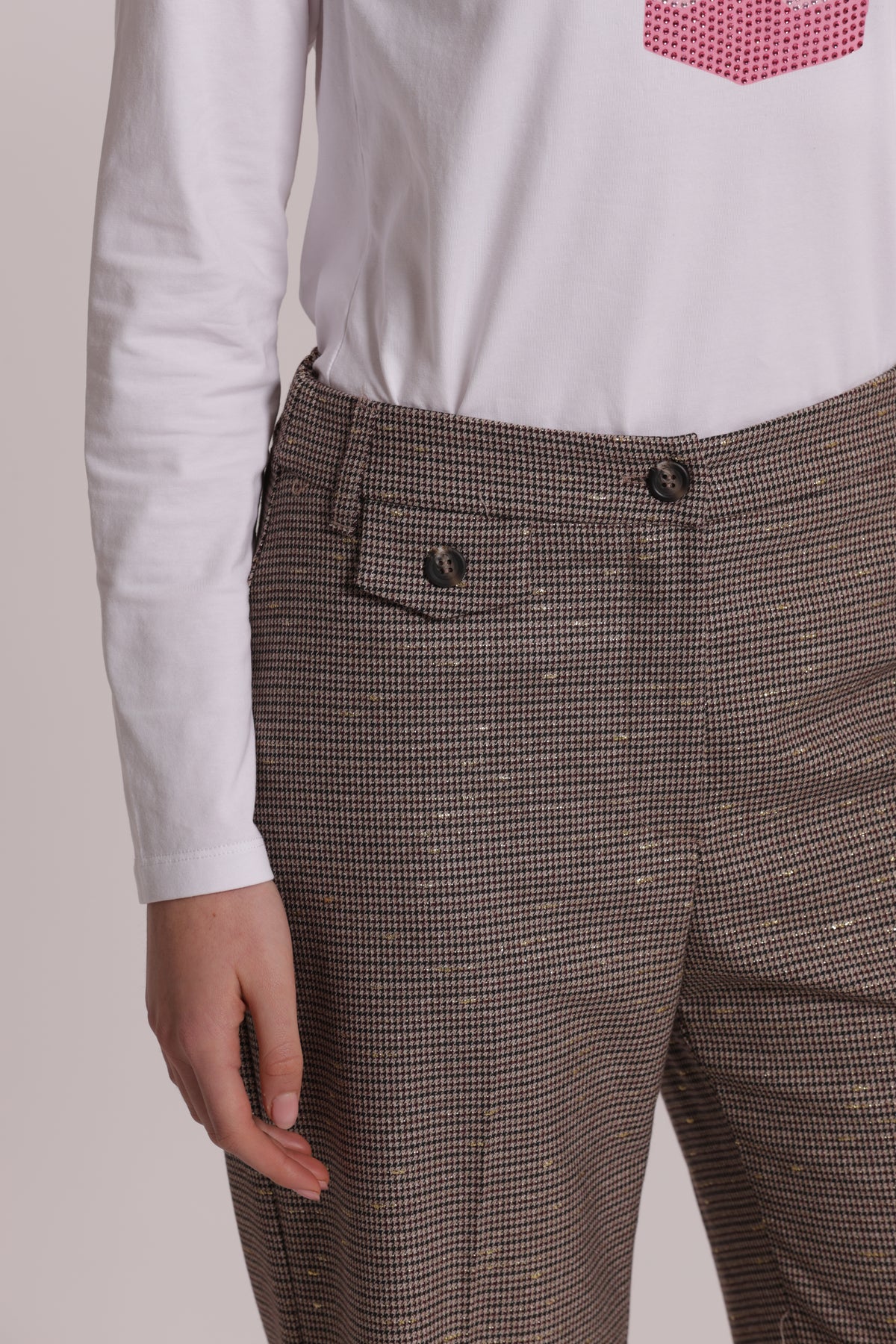 PANTALONE PALAZZO IN PIED DE POULE LUREX