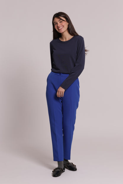 PANTALONE SIGARETTA CON ELASTICO DIETRO IN TESSUTO TECNICO