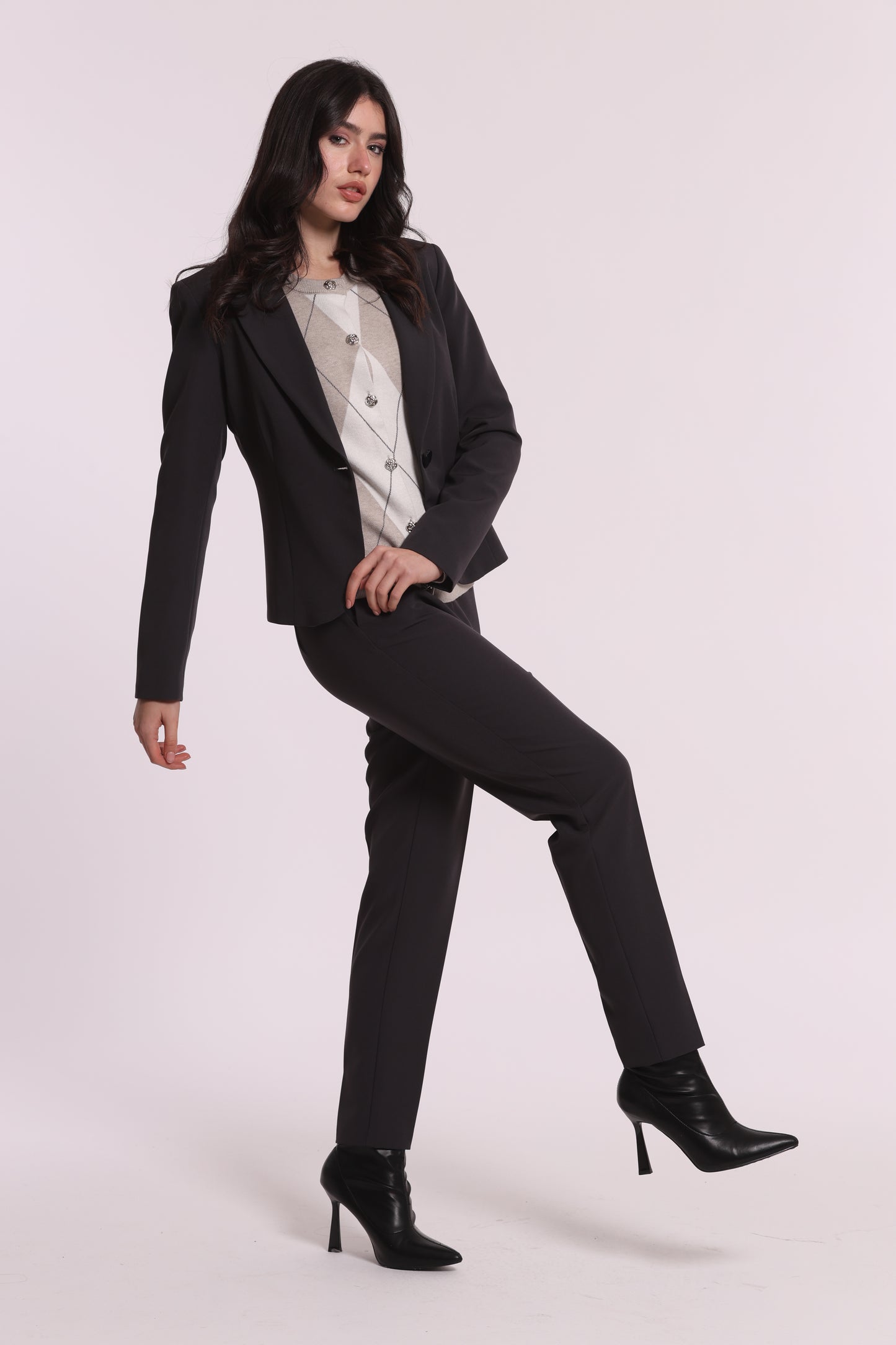 PANTALONE SIGARETTA CON ELASTICO DIETRO IN TESSUTO TECNICO