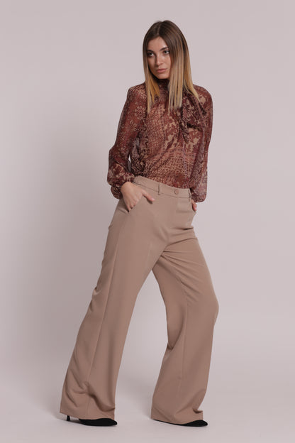 PANTALONE PALAZZO CON ELASTICO DIETRO IN TESSUTO TECNICO
