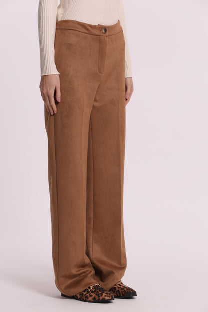 PANTALONE DRITTO IN JERSEY EFFETTO CAMOSCIO