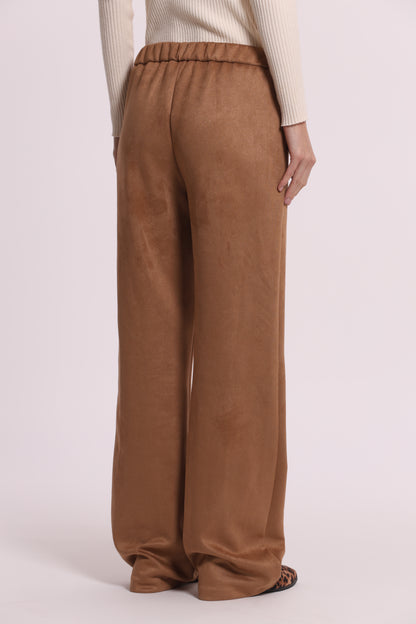 PANTALONE DRITTO IN JERSEY EFFETTO CAMOSCIO