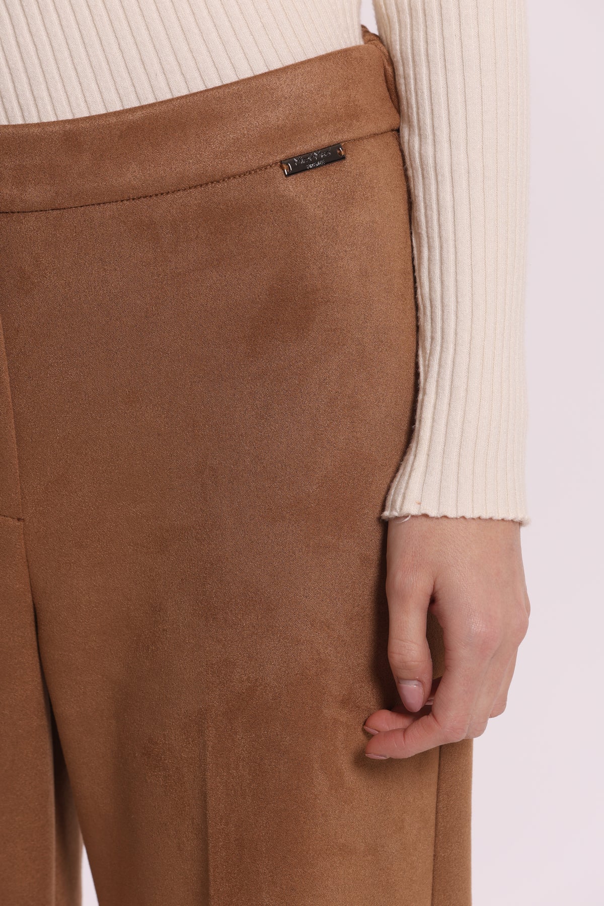 PANTALONE DRITTO IN JERSEY EFFETTO CAMOSCIO