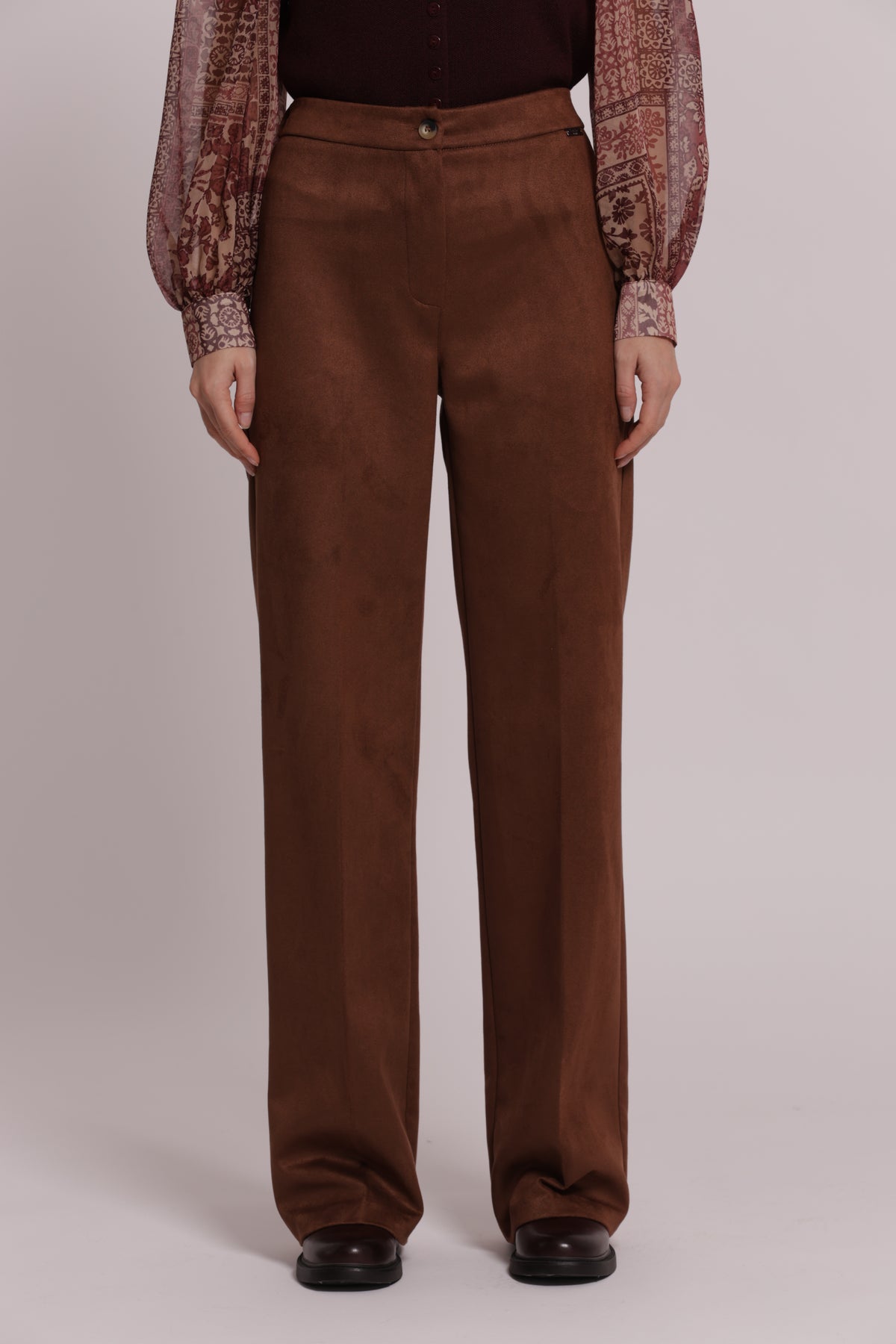 PANTALONE DRITTO IN JERSEY EFFETTO CAMOSCIO