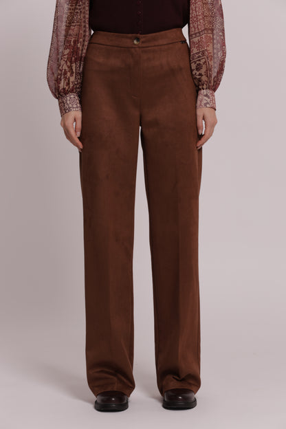 PANTALONE DRITTO IN JERSEY EFFETTO CAMOSCIO