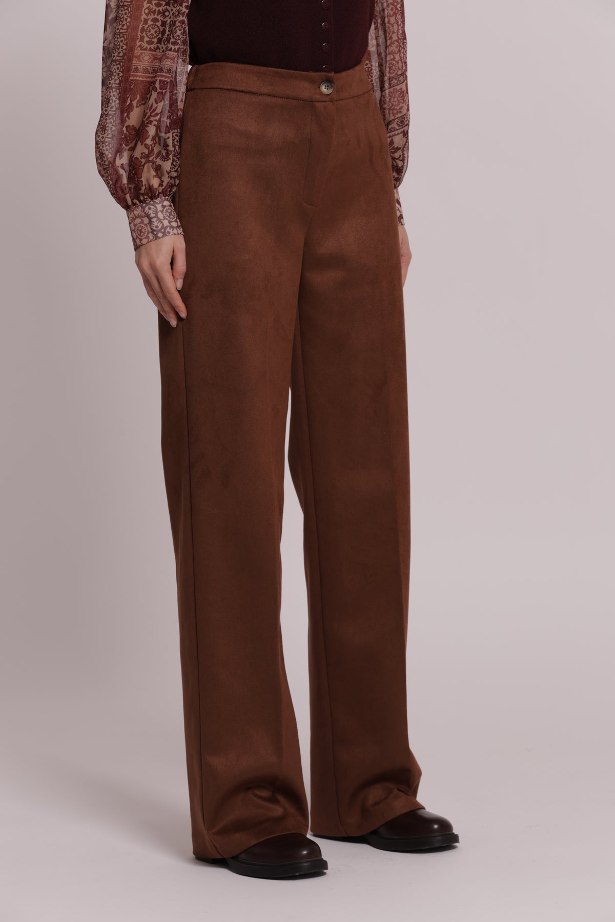 PANTALONE DRITTO IN JERSEY EFFETTO CAMOSCIO