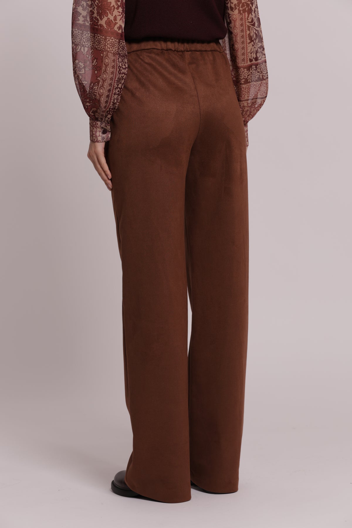 PANTALONE DRITTO IN JERSEY EFFETTO CAMOSCIO