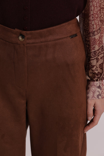 PANTALONE DRITTO IN JERSEY EFFETTO CAMOSCIO