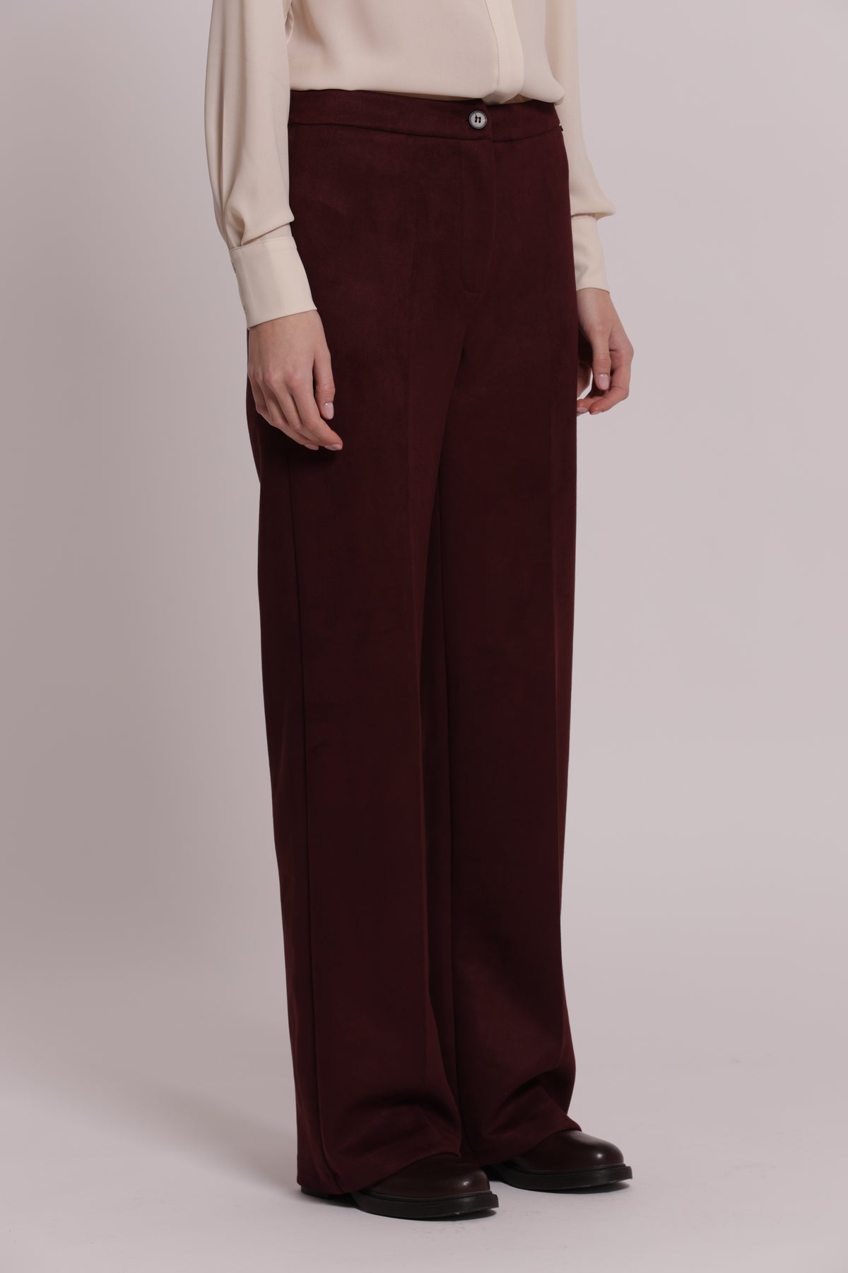 PANTALONE DRITTO IN JERSEY EFFETTO CAMOSCIO