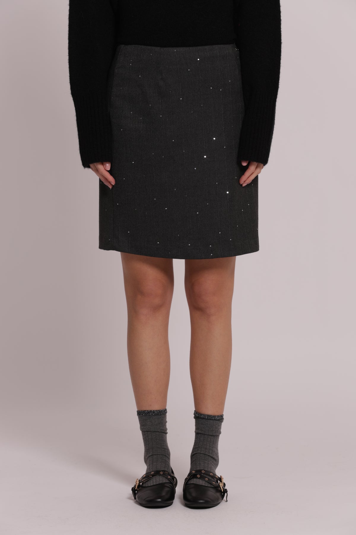 GONNA CORTA IN GESSATO CON PAILLETTES