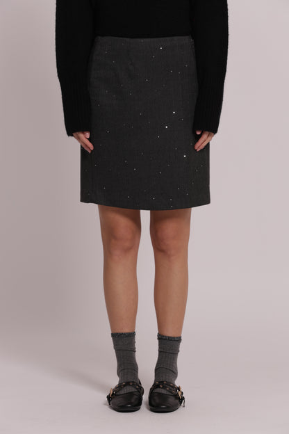 GONNA CORTA IN GESSATO CON PAILLETTES