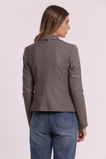 GIACCA CORTA IN PIED DE POULE LUREX