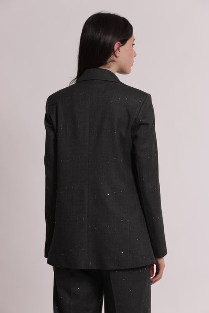 GIACCA LUNGA IN GESSATO CON PAILLETTES