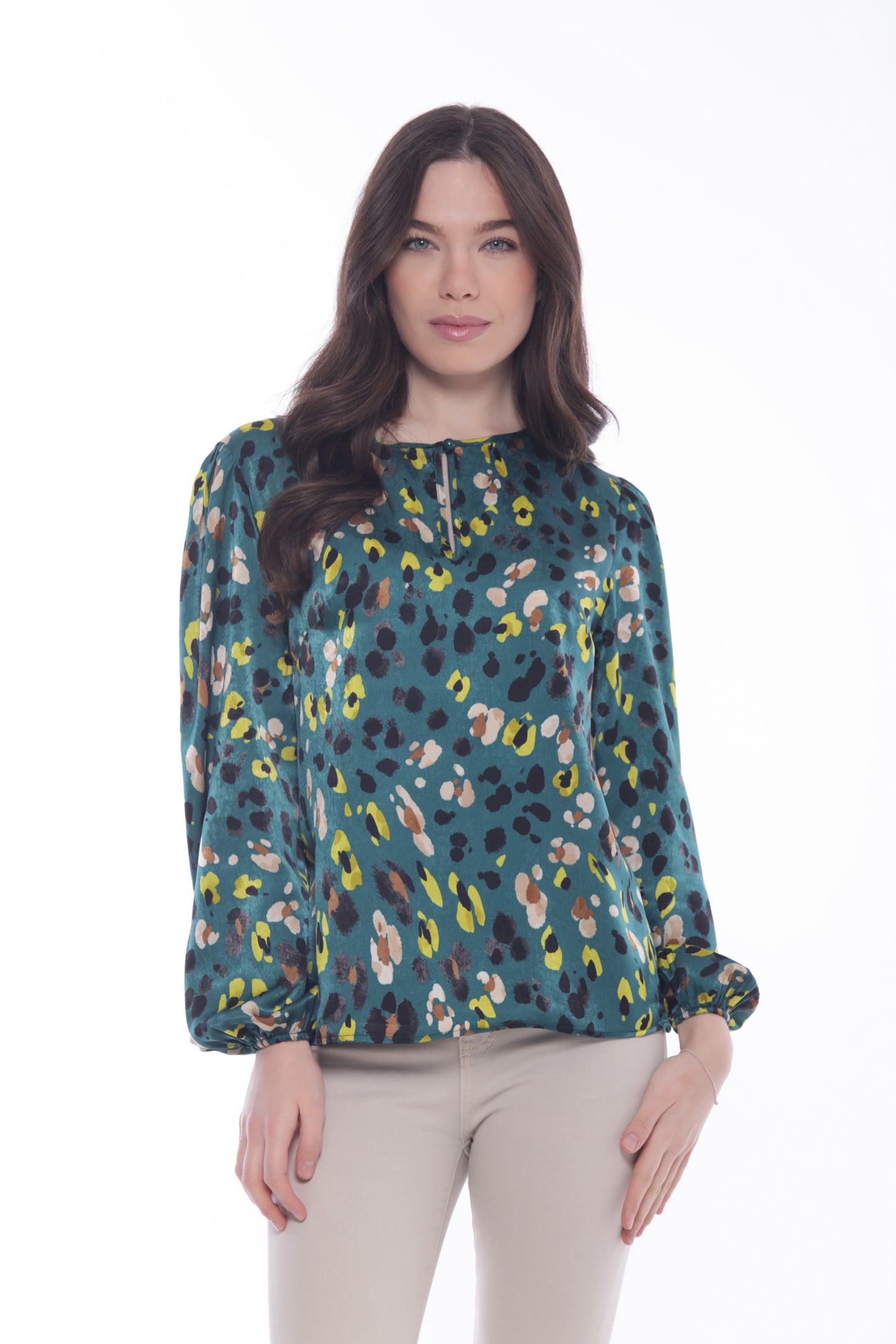 BLUSA SCOLLO TONDO FANTASIA ANIMALIER