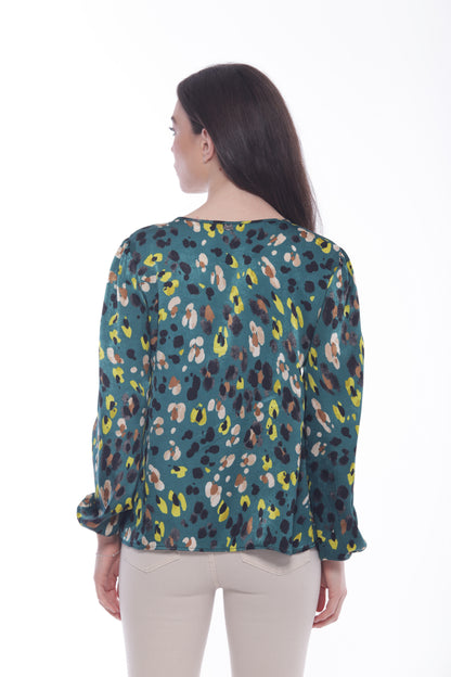 BLUSA SCOLLO TONDO FANTASIA ANIMALIER