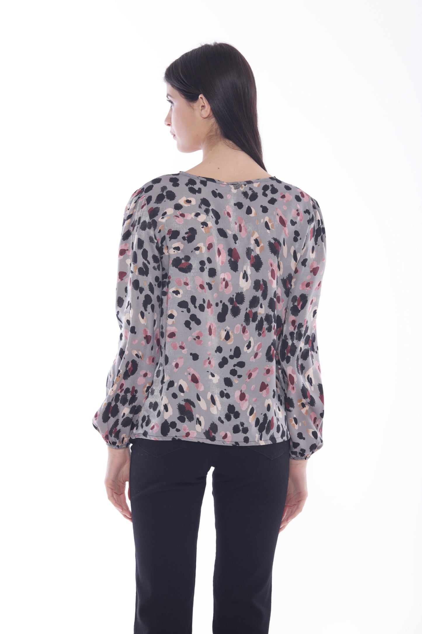 BLUSA SCOLLO TONDO FANTASIA ANIMALIER