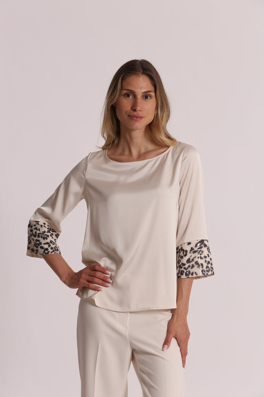 BLUSA CON PAILLETTES IN FANTASIA ANIMALIER