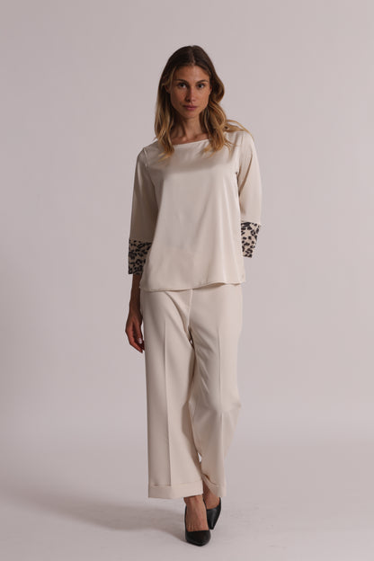 BLUSA CON PAILLETTES IN FANTASIA ANIMALIER