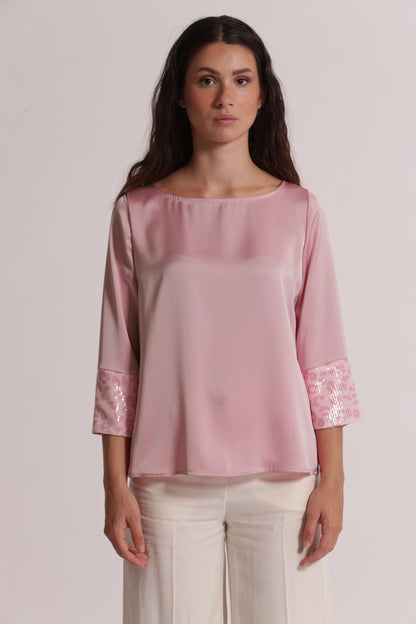 BLUSA CON PAILLETTES IN FANTASIA ANIMALIER