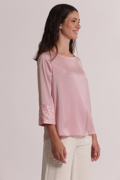 BLUSA CON PAILLETTES IN FANTASIA ANIMALIER