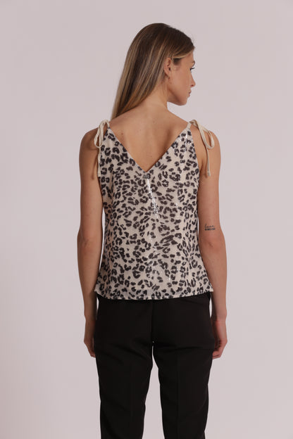 TOP CON PAILLETTES IN FANTASIA ANIMALIER