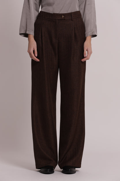 PANTALONE PALAZZO TWEED A SPIGA DI PESCE