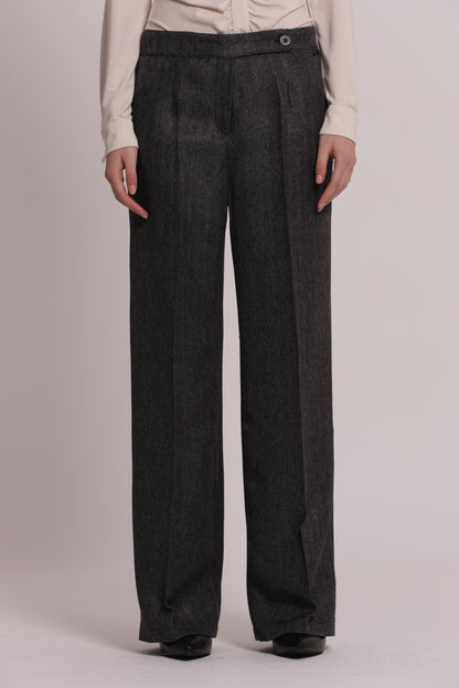 PANTALONE PALAZZO TWEED A SPIGA DI PESCE