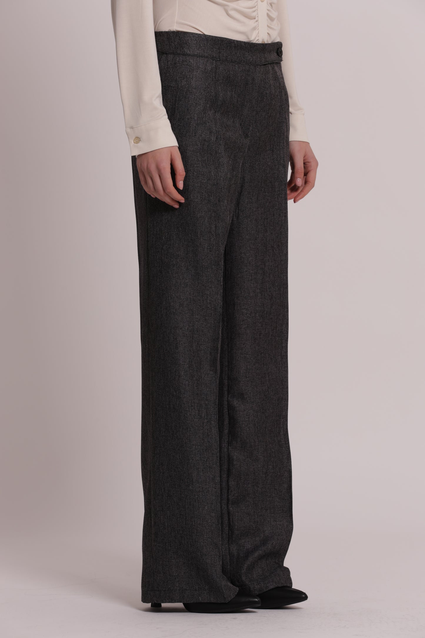 PANTALONE PALAZZO TWEED A SPIGA DI PESCE