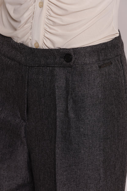 PANTALONE PALAZZO TWEED A SPIGA DI PESCE
