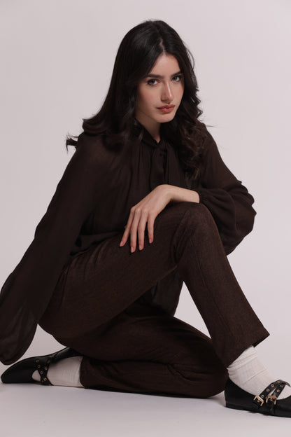 PANTALONE SIGARETTA TWEED A SPIGA DI PESCE
