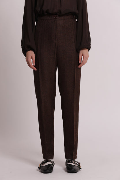PANTALONE SIGARETTA TWEED A SPIGA DI PESCE