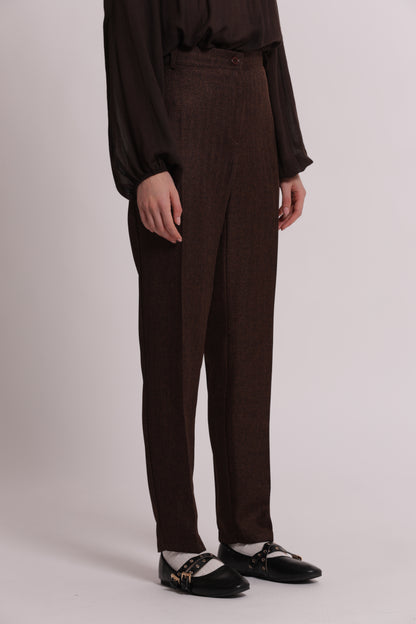 PANTALONE SIGARETTA TWEED A SPIGA DI PESCE