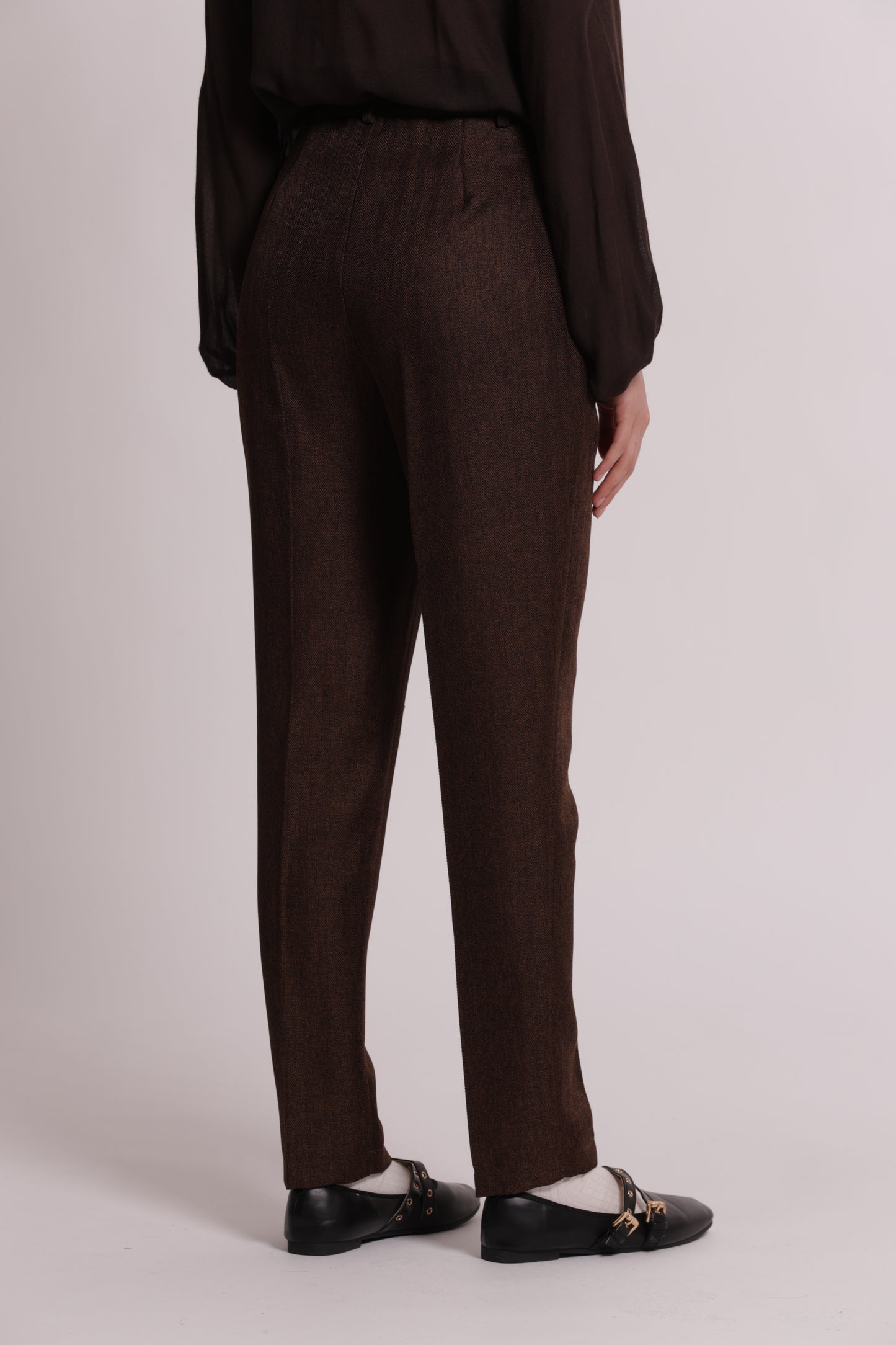 PANTALONE SIGARETTA TWEED A SPIGA DI PESCE
