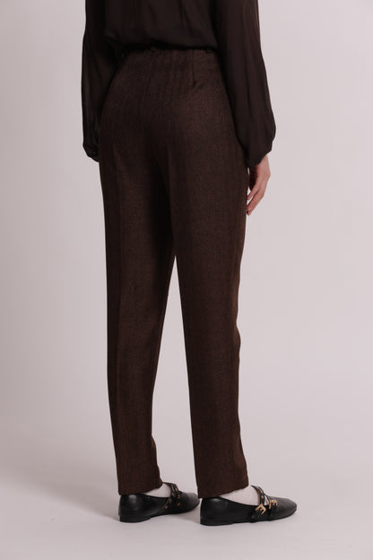 PANTALONE SIGARETTA TWEED A SPIGA DI PESCE