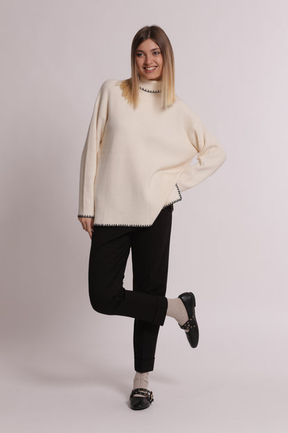 PANTALONE CON RISVOLTO IN PUNTO MILANO