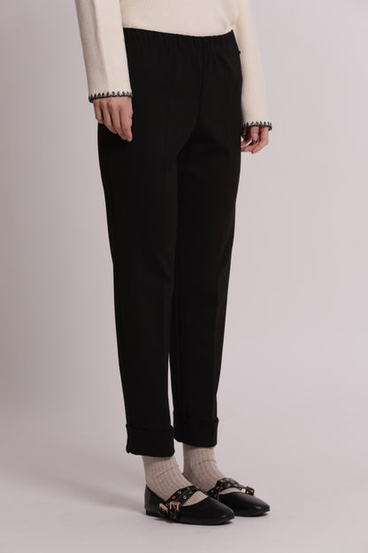 PANTALONE CON RISVOLTO IN PUNTO MILANO
