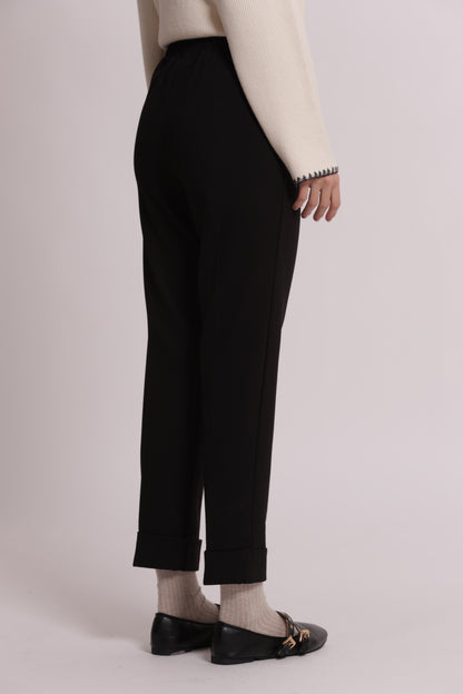 PANTALONE CON RISVOLTO IN PUNTO MILANO