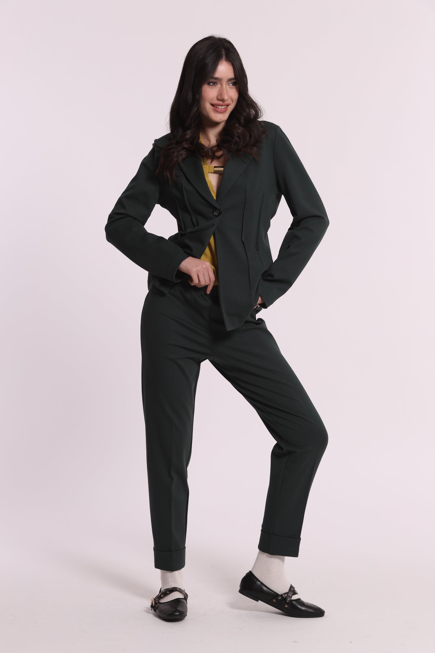 PANTALONE CON RISVOLTO IN PUNTO MILANO