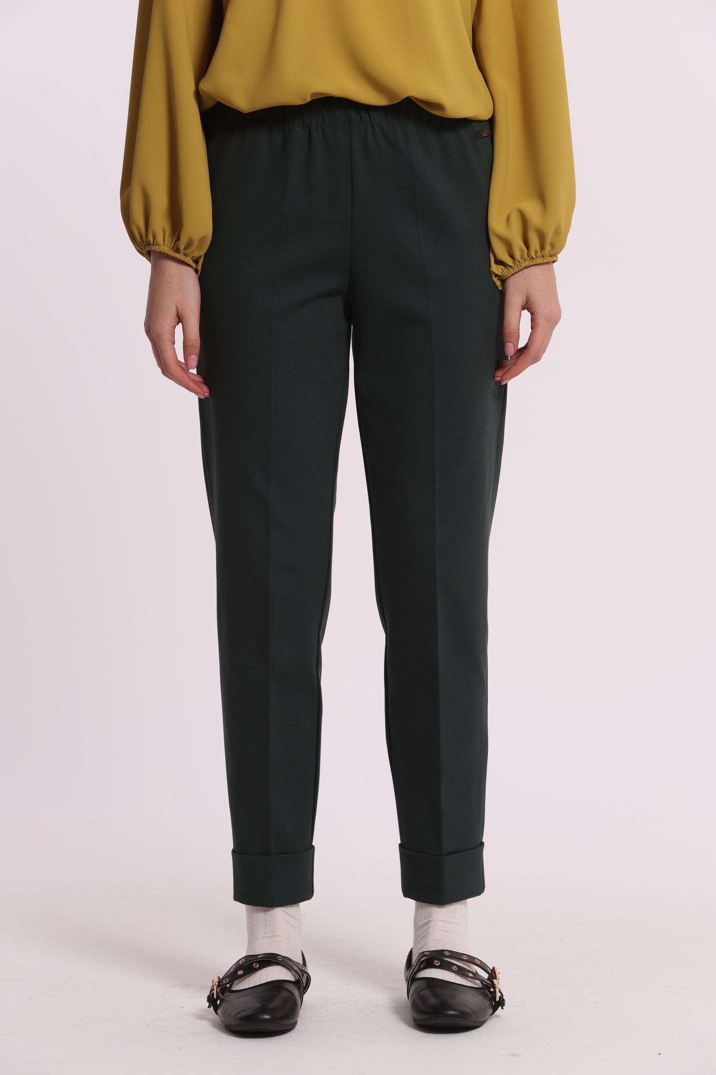 PANTALONE CON RISVOLTO IN PUNTO MILANO