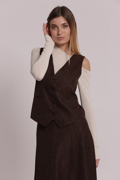 GILET TWEED A SPIGA DI PESCE