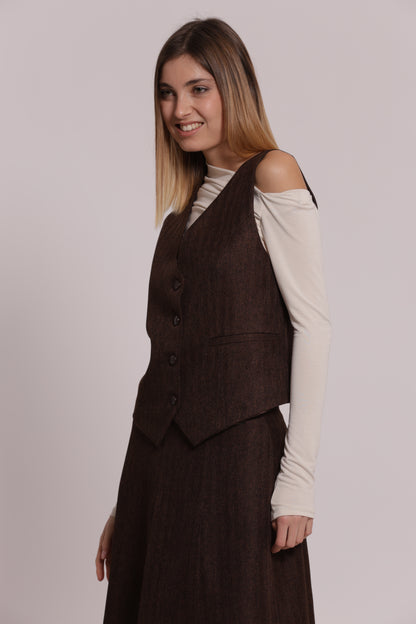 GILET TWEED A SPIGA DI PESCE