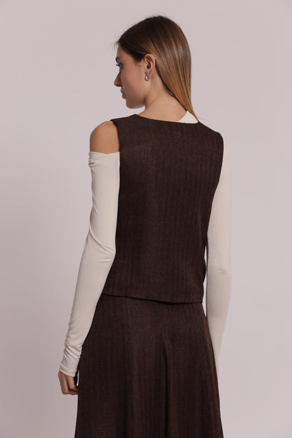 GILET TWEED A SPIGA DI PESCE