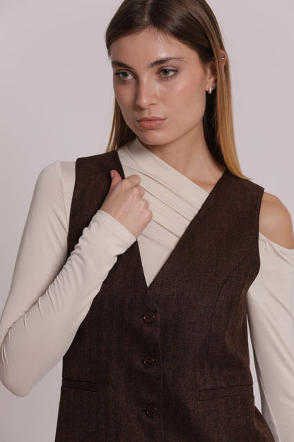 GILET TWEED A SPIGA DI PESCE