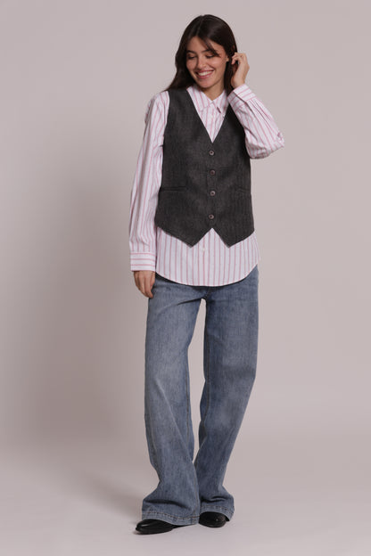 GILET TWEED A SPIGA DI PESCE