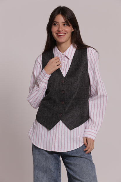 GILET TWEED A SPIGA DI PESCE